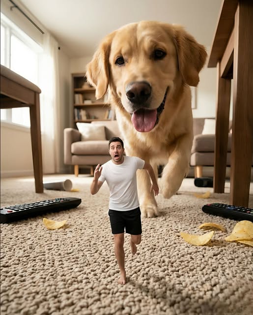 Tiny terrified man running barefoot 2