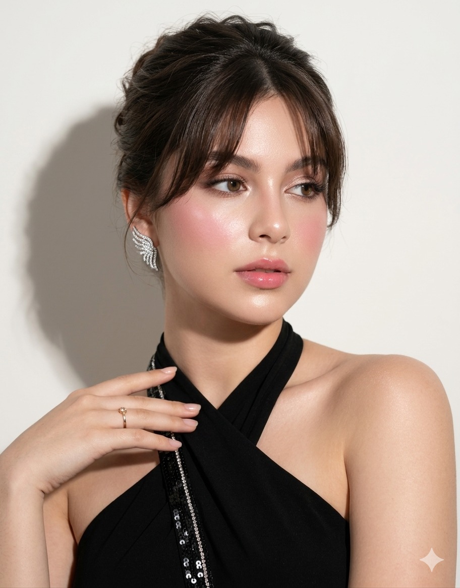 The character has a sophisticated updo hairstyle with soft Model 26