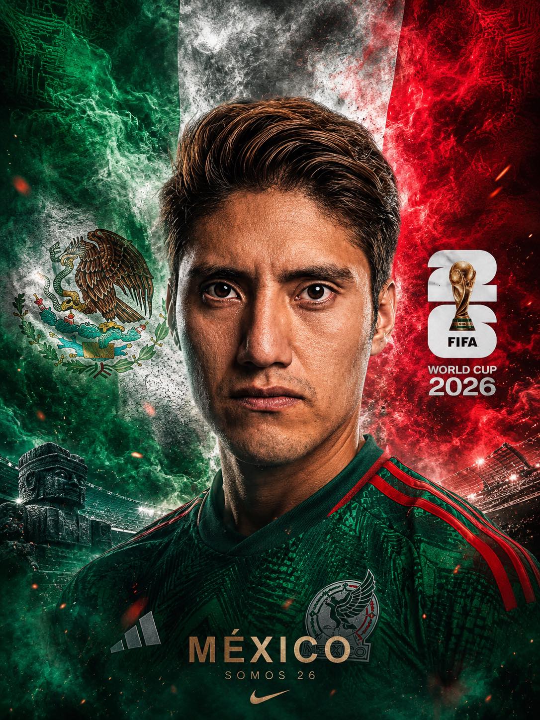 Mexico flag textures and green-white-red smoke effects