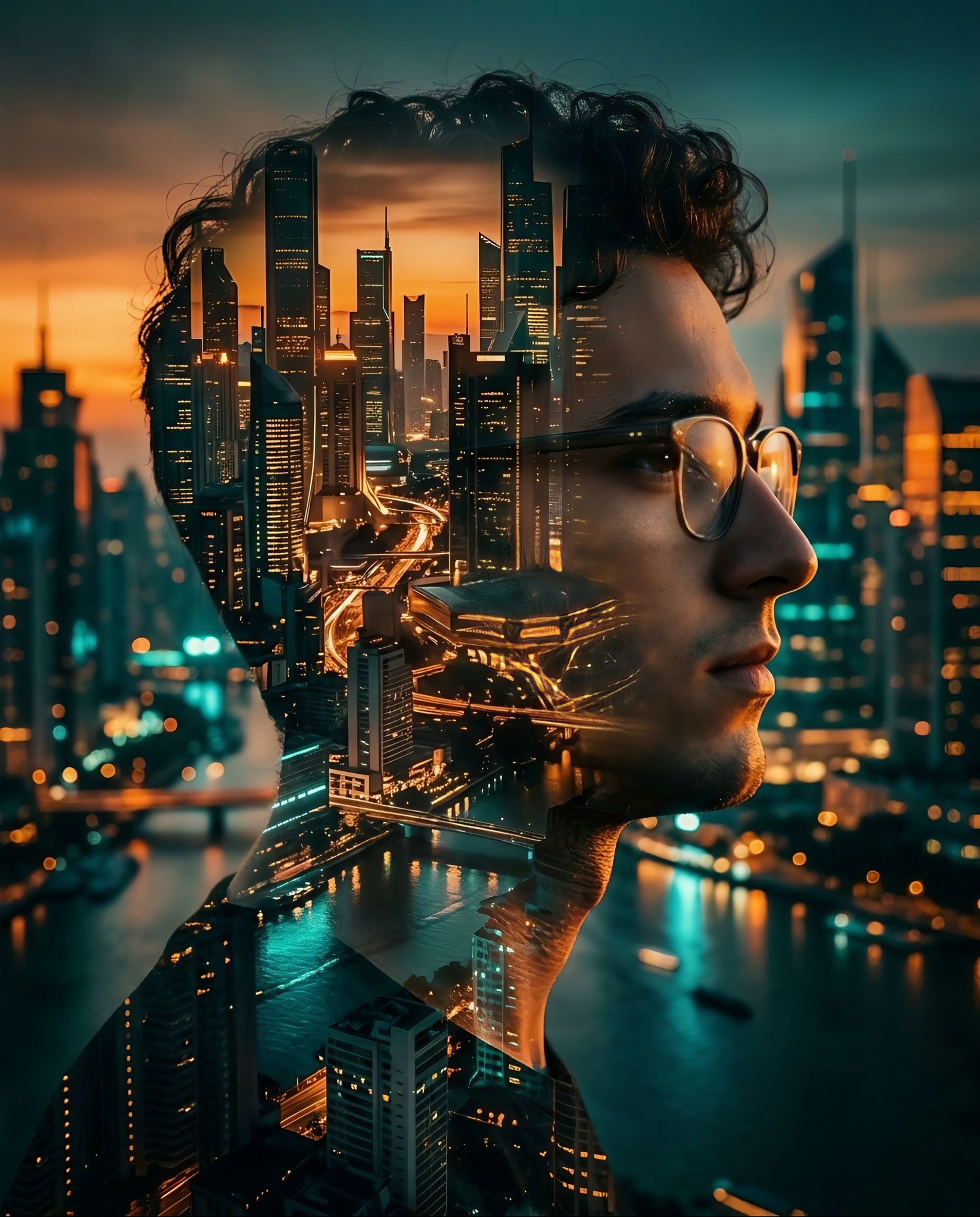 A futuristic city skyline