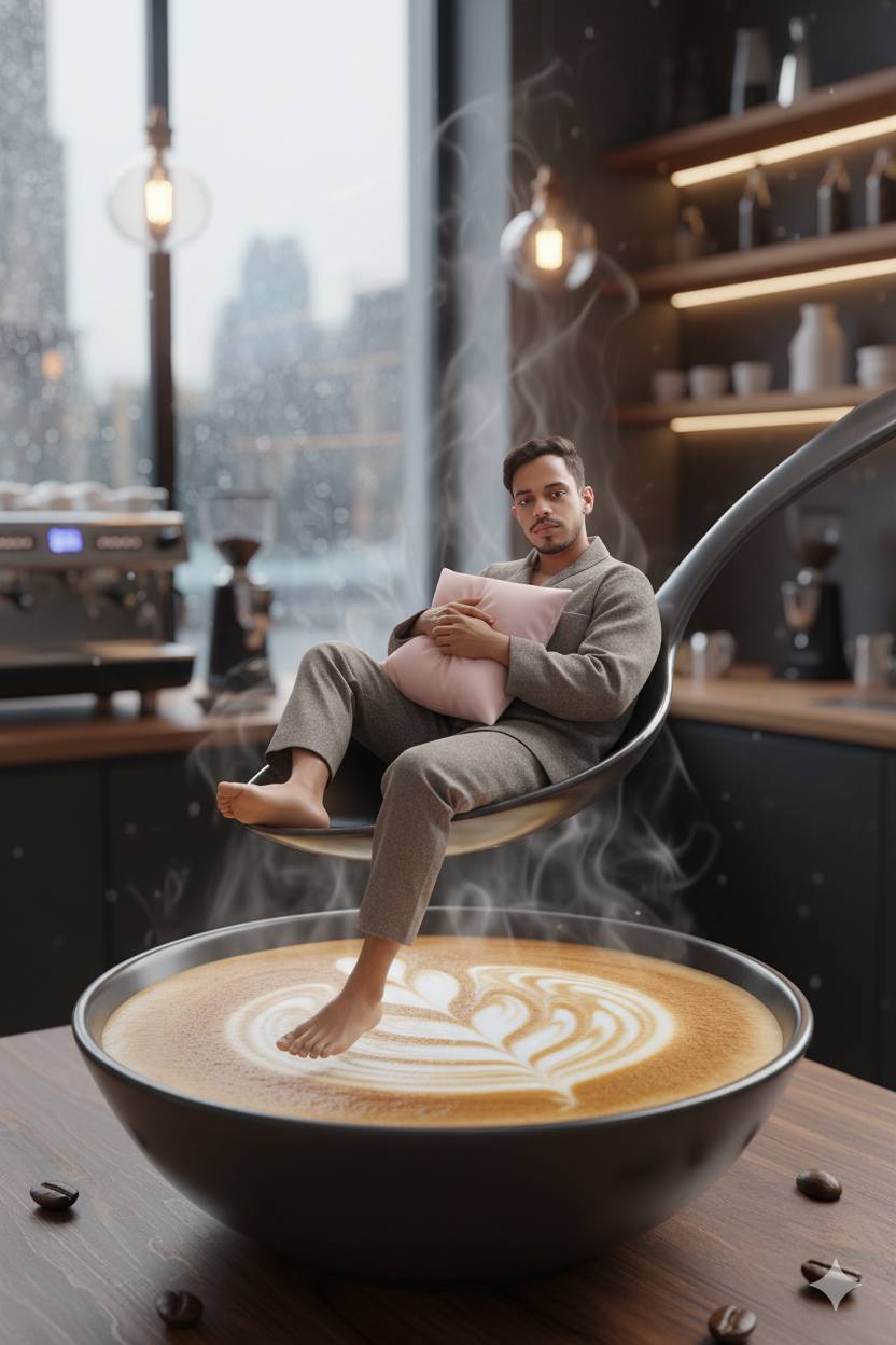 Create a surreal miniature world where I am sleeping